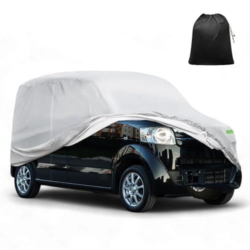 X AUTOHAUX 380x148 x143cm 軽自動車カバー SUZUKIアルト/ワゴンR/ダイハツミラ/ホンダライフ/MAZDAフレアに対応【凍結防止】 自動 雹対策 汎用 撥水防塵防輻射紫外線 強風黄砂【運転側ジップ】収納袋付属 防 3034996f