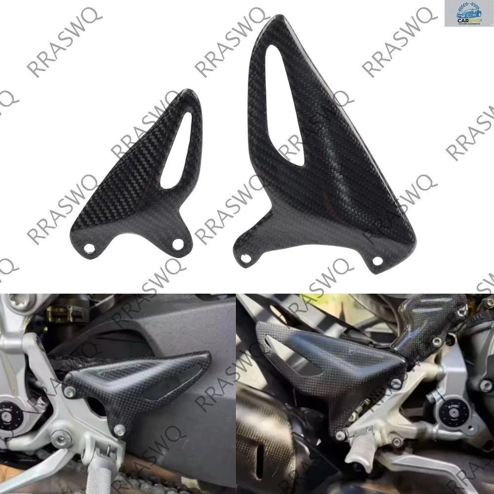 カーボンファイバー製フットレストリアフットヒールガードプレート（DUCATI V4 V4S V4R V2 2018-2025用）