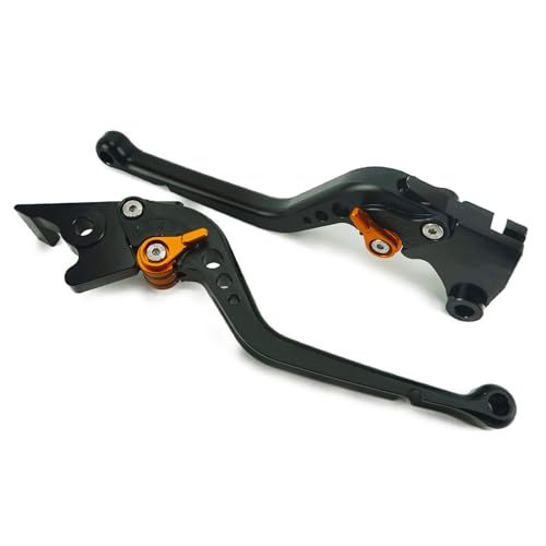 R★K126 黒(橙) カワサキ ブレーキ クラッチロングレバー 6段階調整 Ninja250 Ninja400 Z250 Z400 ベルシス-X250 に互換性あり