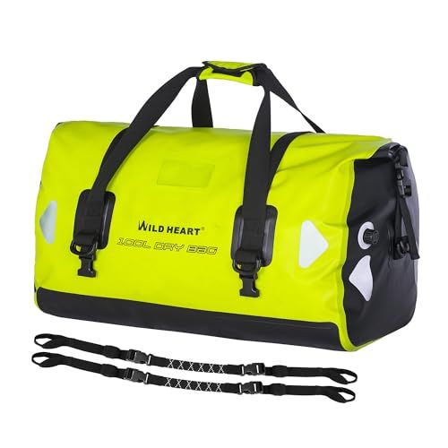 R★WILD HEART 防水バッグ ダッフルバッグ 40L 66L 100L 溶接シームショルダーストラップ付き バインディングロープ カヤック キャンプ ボート/バイサイクル オートバイドラムバッグ ツーリング シートバッグ オートバイ アウトドア (蛍光