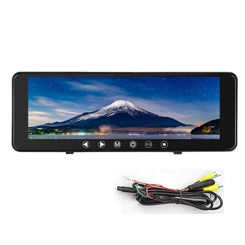 日本製液晶9.1インチルームミラーモニター、1080P 12V/24V対応AV1/AV2系統映像入力、取付簡単 日本語説明書付きt b059b036