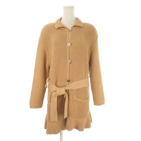 ソニアリキエル SONIA RYKIEL カーディガン 40 茶 ブラウン テラコッタ 襟付き 長袖 フリル裾 709520 /CK16 ■GY62