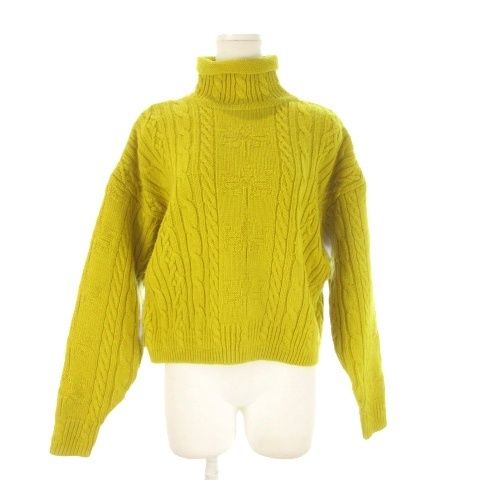 クリスチャンディオール Christian Dior SPORTS ニット セーター ウール M 黄 イエロー タートルネック ケーブルニット 長袖 L1308 /CK17 ■GY62