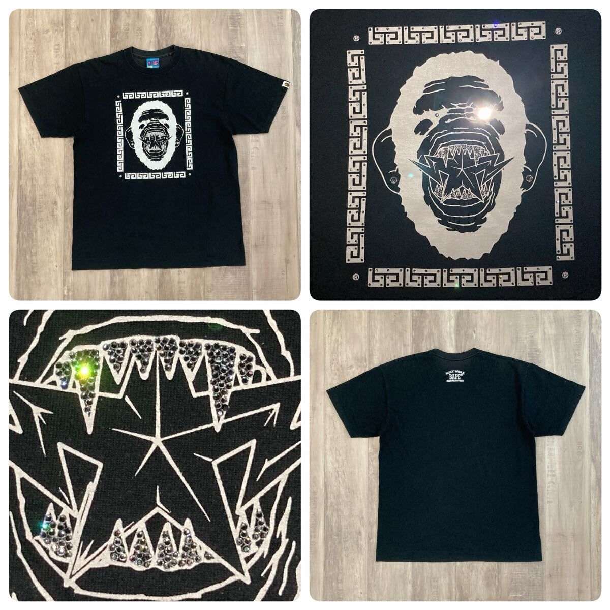 スワロフスキー BAPE STA 大猿 Tシャツ Lサイズ a bathing ape swarovski ラインストーン エイプ ベイプ アベイシングエイプ NIGO y5al