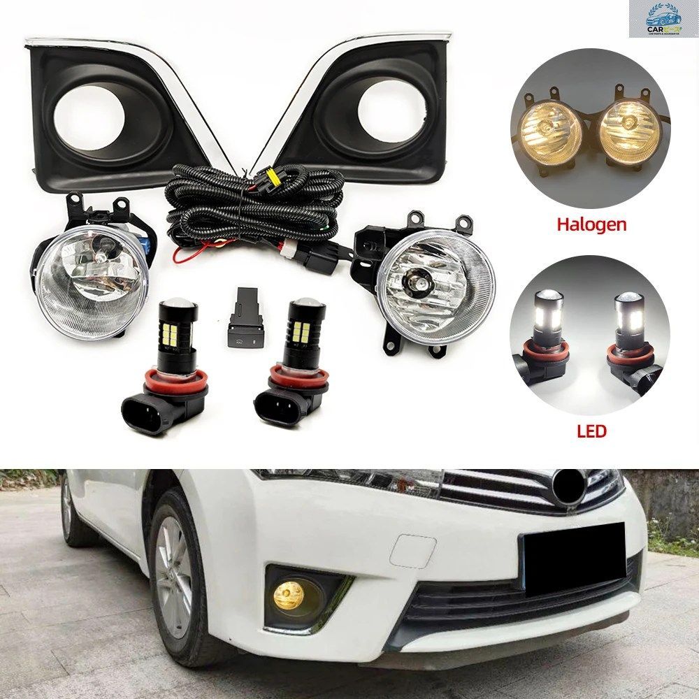 トヨタ カローラ 2014 2015 2016 用カーフォグランプ LED フォグランプアセンブリ フォグライトカバー グリル ヘッドライト フォグライト