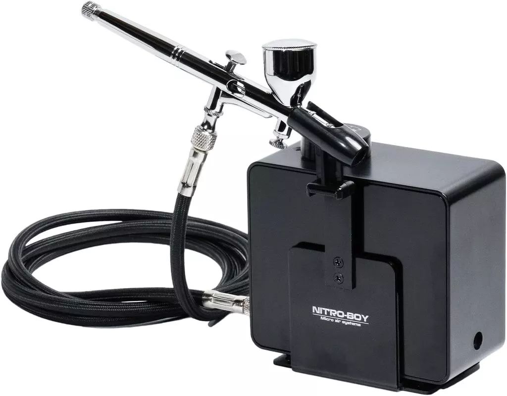 【中古】塗料・工具 PROFIX NITRO-BOY ニトロボーイ ミニコンプレッサー(ブラック) + TH-C01 ハンドピース 据え置き型コンプレッサーセット