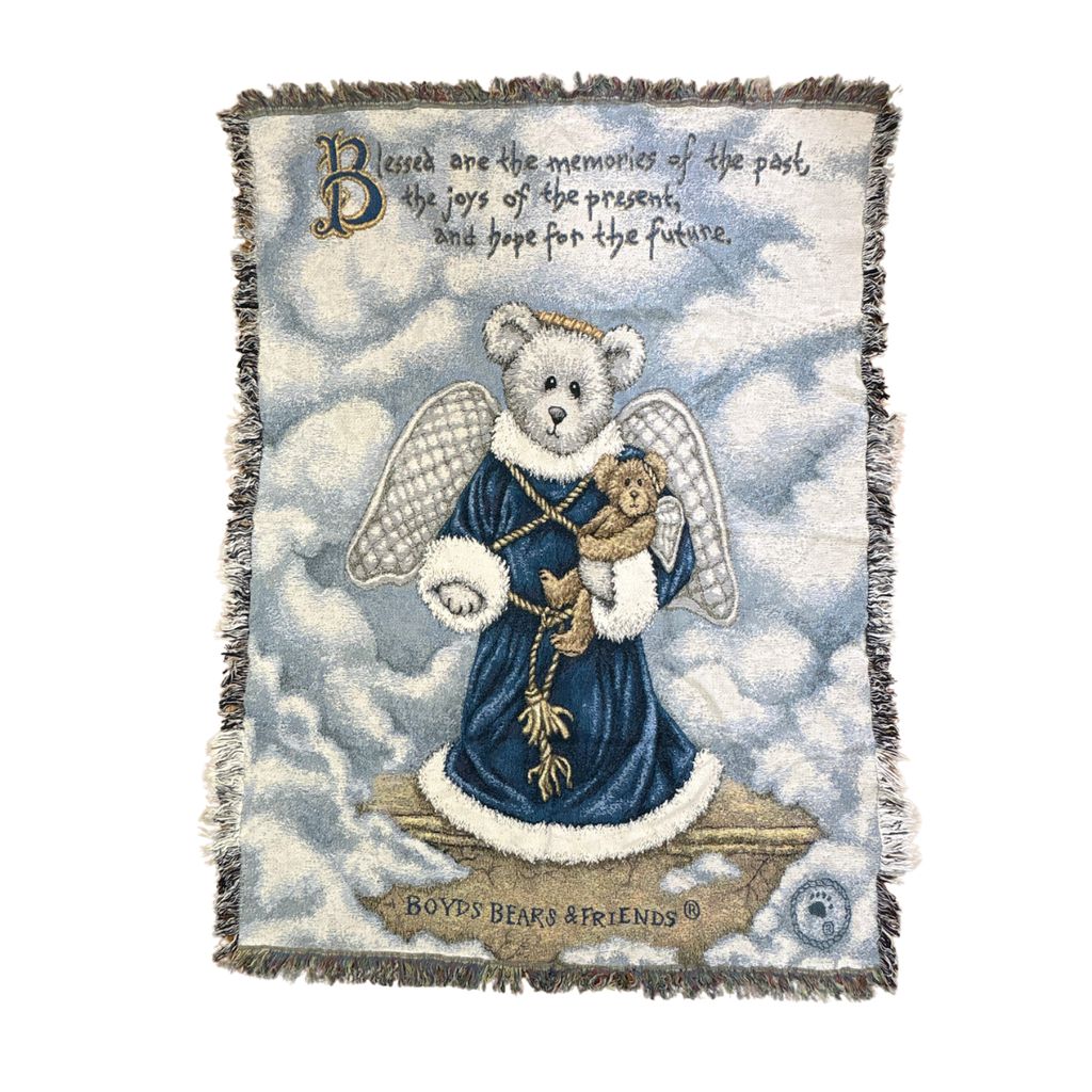 vintageラグ ブランケット マルチカバー タペストリー 天使 クマ テディベア アニマル Rug Blanket Angel Bear 2887
