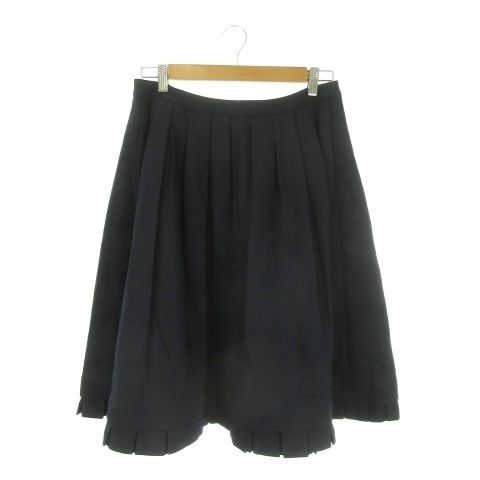 フォクシー ブティック FOXEY BOUTIQUE スカート 42 紺 ネイビー プリーツ ミディ丈 22234-SWA1152 /AO44 ■GY62