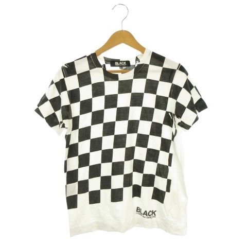 ブラックコムデギャルソン BLACK COMME des GARCONS Tシャツ L 白 ホワイト 黒 ブラック チェッカーボード柄 半袖 1C-T012 /AH11 ■GY62