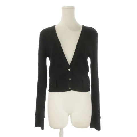 フォクシー ブティック FOXEY BOUTIQUE カーディガン ウール 38 黒 ブラック Vネック 長袖 24211-ARPAN14 /CK22 ■GY62