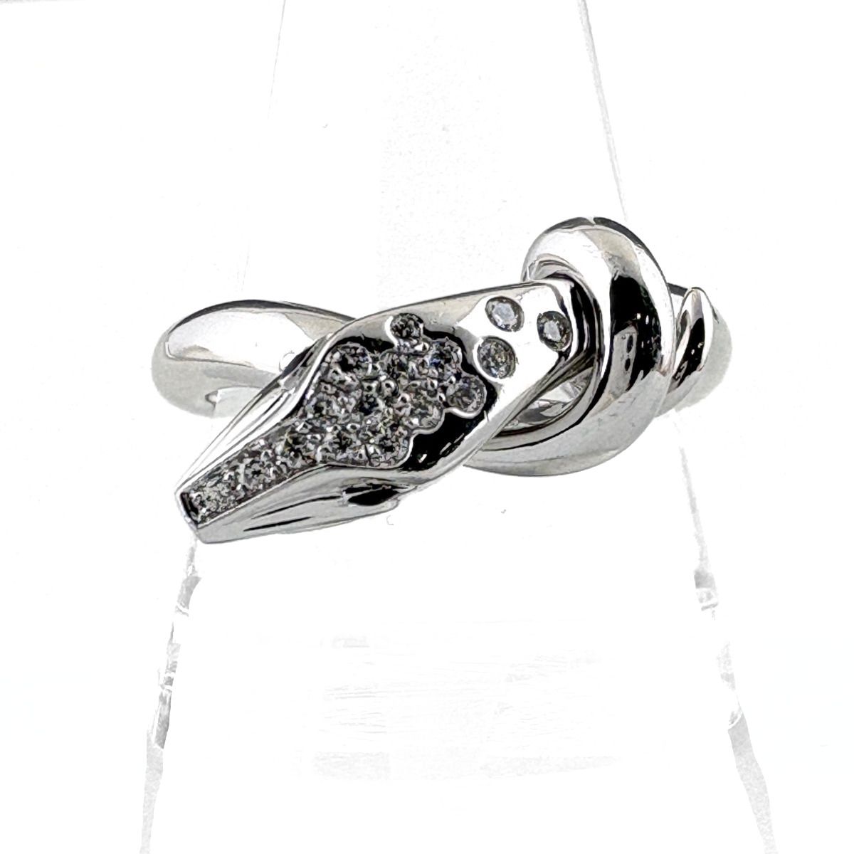 ブシュロン Boucheron トゥルブル スネーク リング 指輪 メレダイヤ 蛇 リング 25号 750 ダイヤモンド メンズ 【中古】