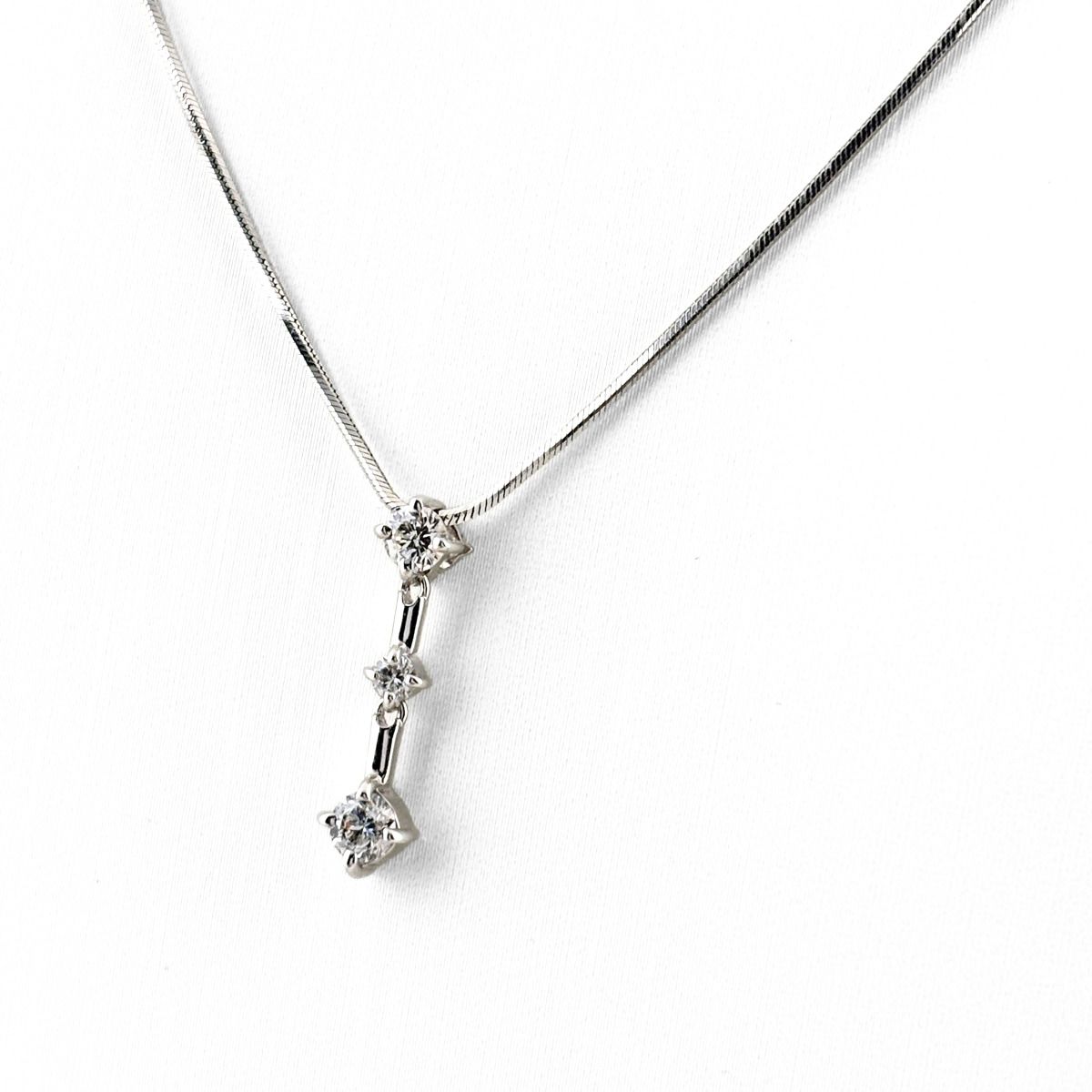 メレダイヤ デザインネックレス WG ホワイトゴールド ペンダント ネックレス K18 WG ダイヤモンド レディース 【中古】
