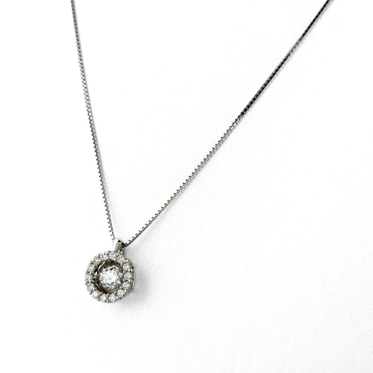 ダイヤモンド デザインネックレス プラチナ ペンダント メレダイヤ ネックレス Pt900 Pt850 ダイヤモンド レディース 【中古】
