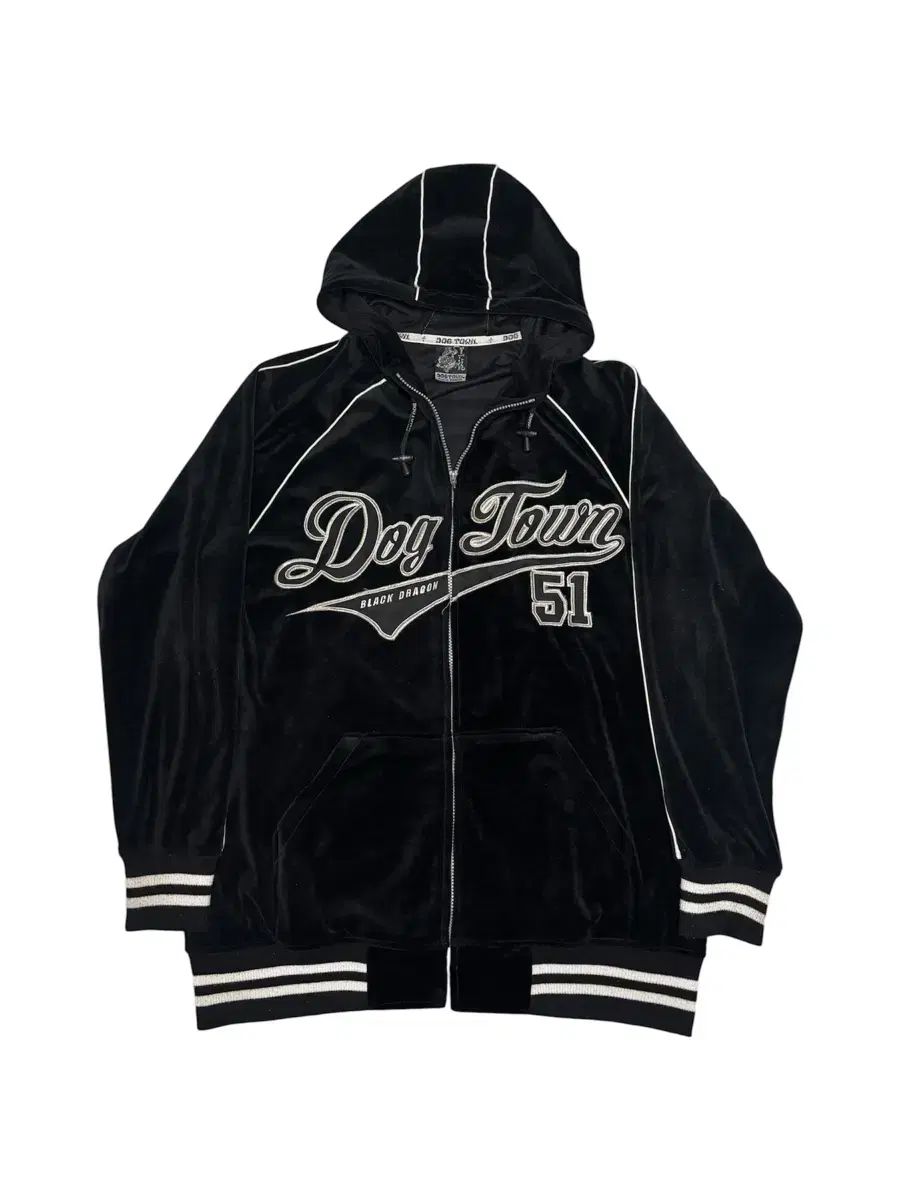 DOGTOWN ツアーベルベット レタリング ロゴ ジップアップ XL