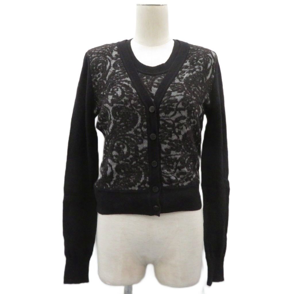 Ermanno Scervino カーディガン　L エルマノシェルビーノ ERMANNO SCERVINO アンサンブルニット 42 黒