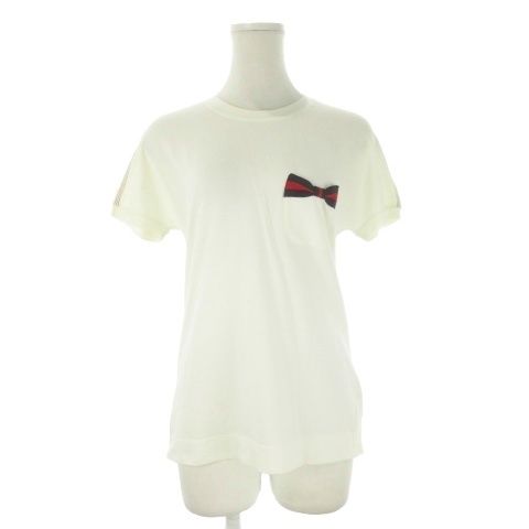 グッチ GUCCI Tシャツ M 白 ホワイト リボンモチーフ 胸ポケット 半袖 192174.X8326 /CK44 ■GY62