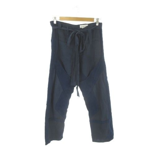バレンシアガ BALENCIAGA パンツ 36 紺 ネイビー 切替 コーデュロイ リボン UP57 2002 00601 /AO27 ■GY62