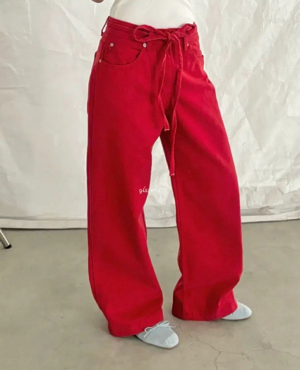 ダイング レッド ベルト パンツ