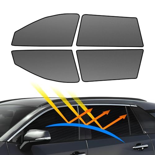BLUESEATEC トヨタ RAV4 50系 マグネット式 メッシュカーテン 着脱簡単 サンシェード 2019年4月-現行 AXAH5# MXAA5# 車種専用設計 虫除け 折り畳み式 日除け 収納袋付きフ ロントサイド用 2列目サイド用 405d29b5