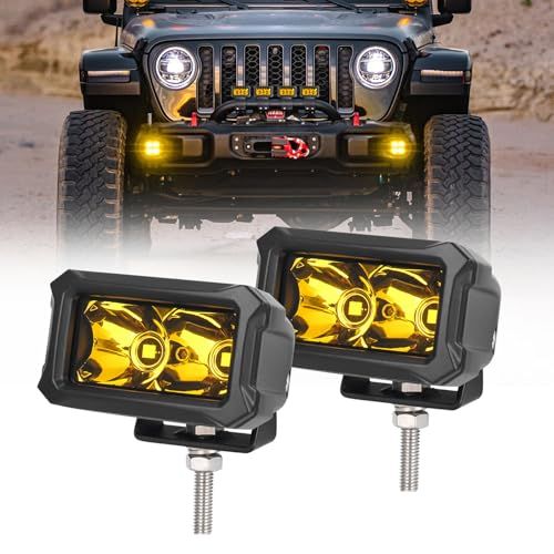 LEDフォグランプ 車用 20W イエロー ワークライト 角形 角度調整可能 12V/24V対応 IP68 防水 防塵 バイク オフロード SUV ATV ピックアップ 自動車 作業車 トラック用 2個セットas a22dee4e