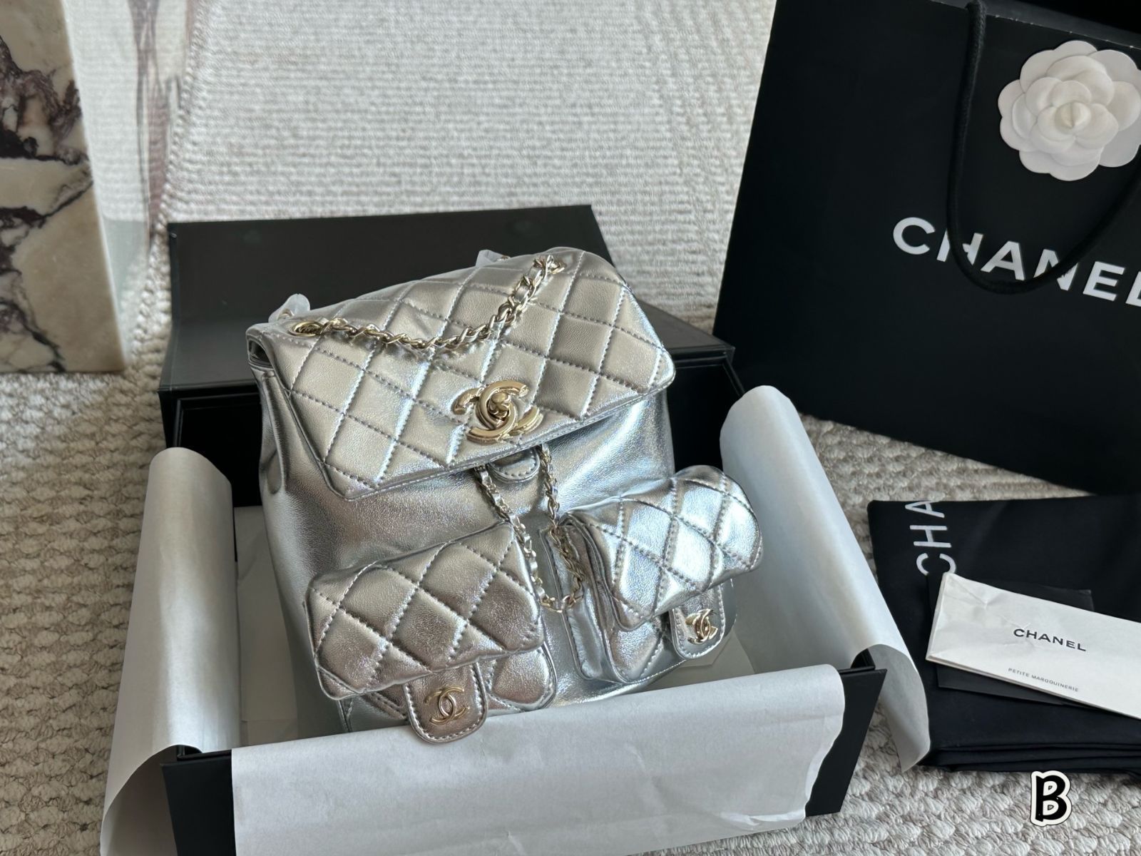 【今日特価】Adorable Chanel 23P Duma ダブルショルダーバッグ - ブラックゴールド フロッグデザイン-WTO輸入3