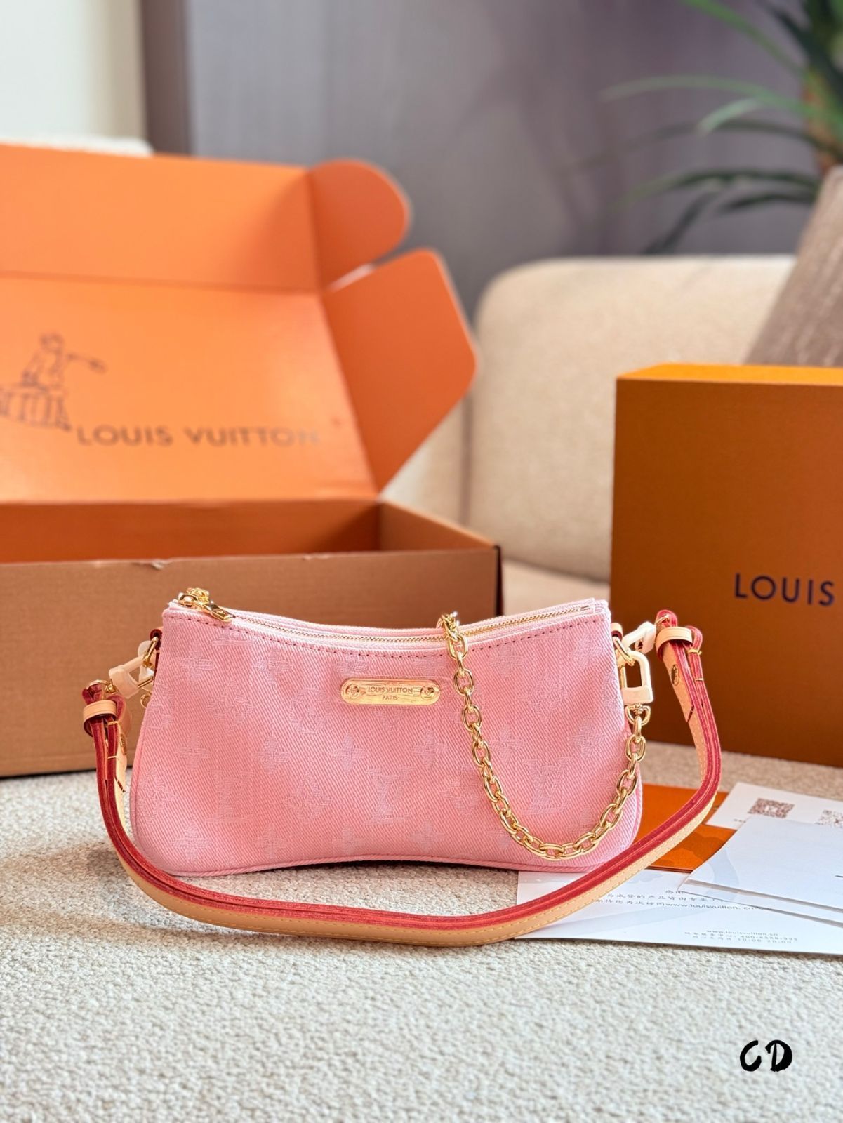 【今日特価】Louis Vuitton Pink Denim Mahjong Bag・ルイ・ヴィトン ピンクデニム マージャン バッグ-WTO輸入 11,935円
