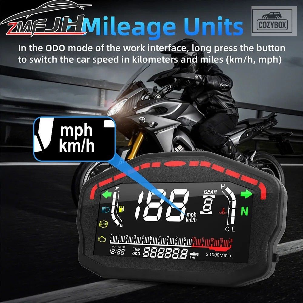 LED オートバイスピード メーターデジタルランニング距離計 24 シリンダー RPM タコ