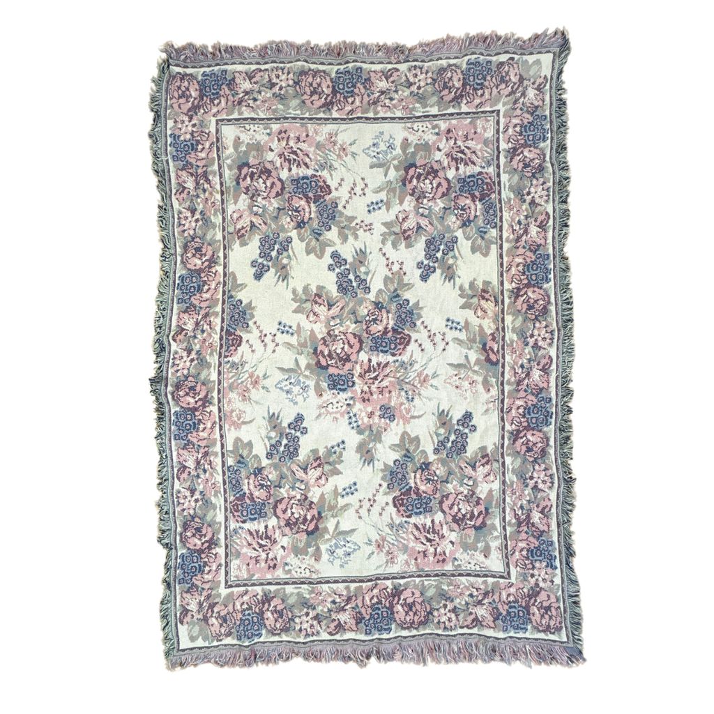vintageラグ ブランケット マルチカバー タペストリー フラワー 花 バラ ローズ Rug Blanket Floral 2897