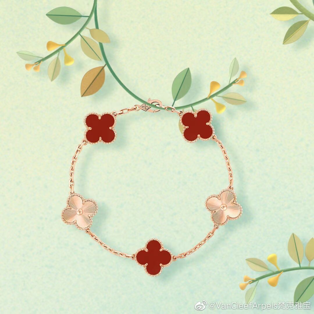 [Van Cleef & Arpels] アルハンブラ 5連ブレスレット - レッドアゲート | ヴァン クリーフ & アーペル レディースジュエリー｜本日限定特価｜新品未使用