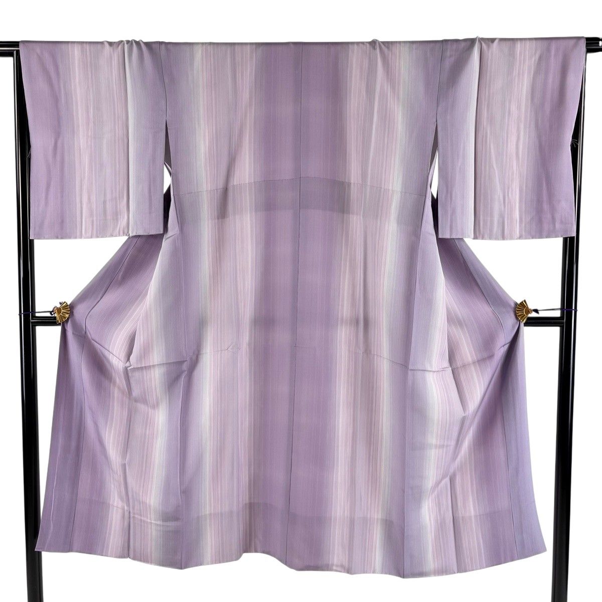 【美品】 長襦袢 身丈131cm 裄丈67.5cm L 縦縞 薄紫 正絹 秀品 【中古】