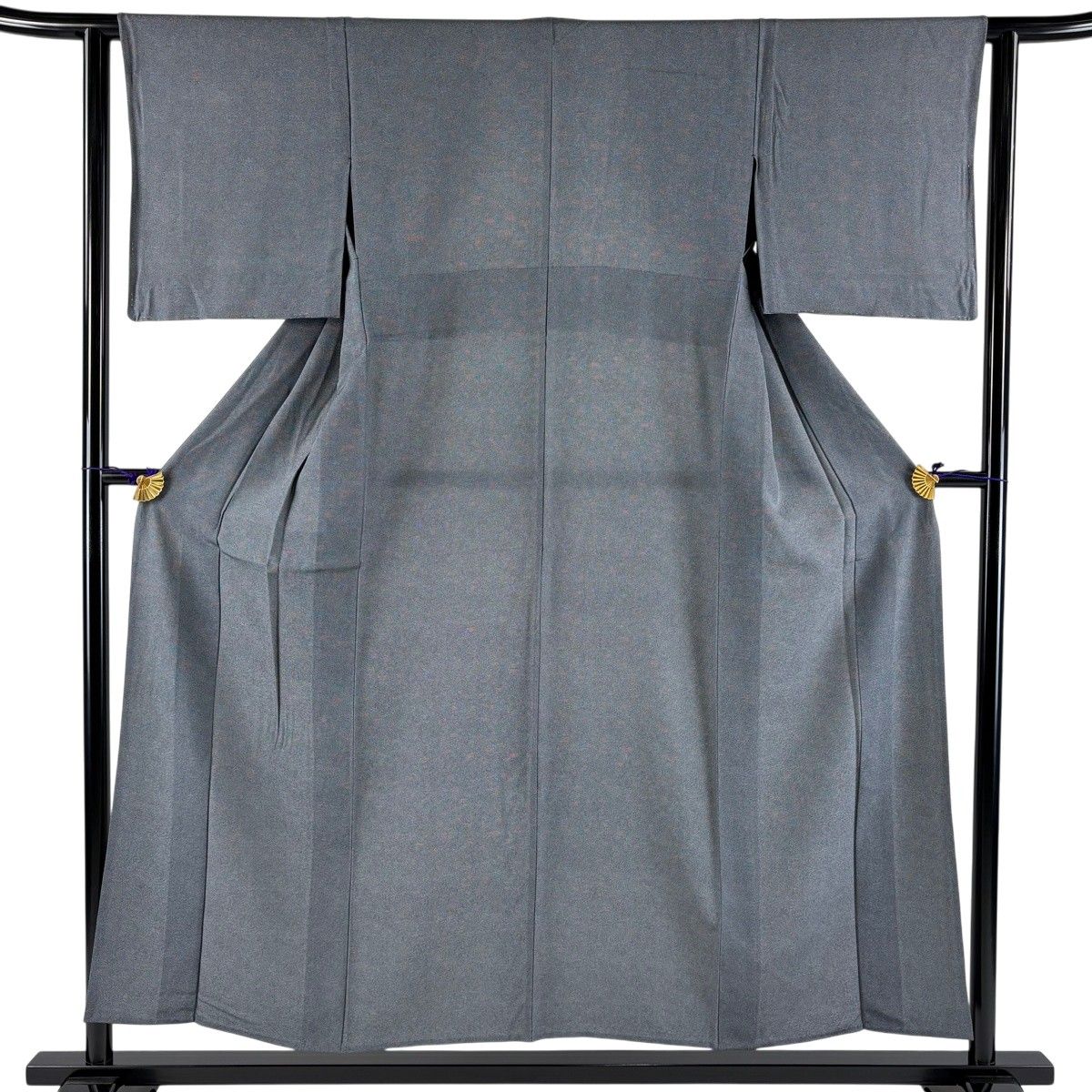 江戸小紋 身丈154cm 裄丈61cm S 単衣 鮫 黒灰 正絹 秀品 【中古】