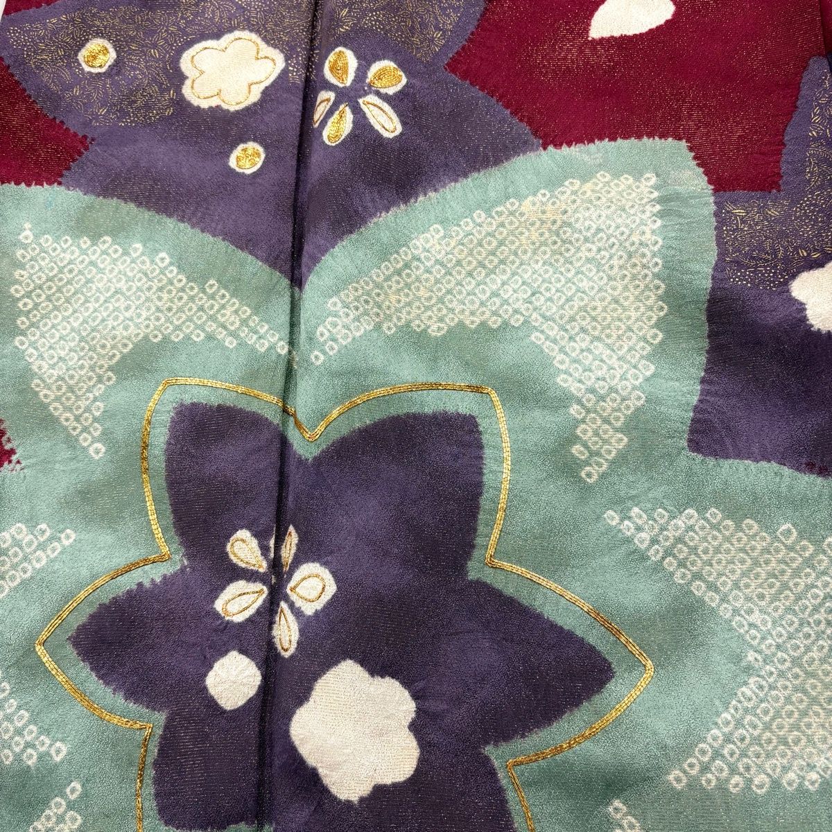 美品】 振袖 身丈164.5cm 裄丈66cm M 袷 袋帯フルセット 花 花びら