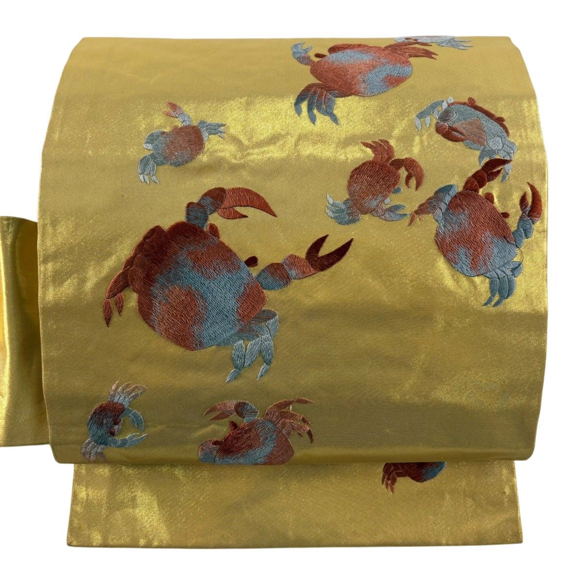 名古屋帯 秀品 カニ 箔 金色 正絹 【中古】