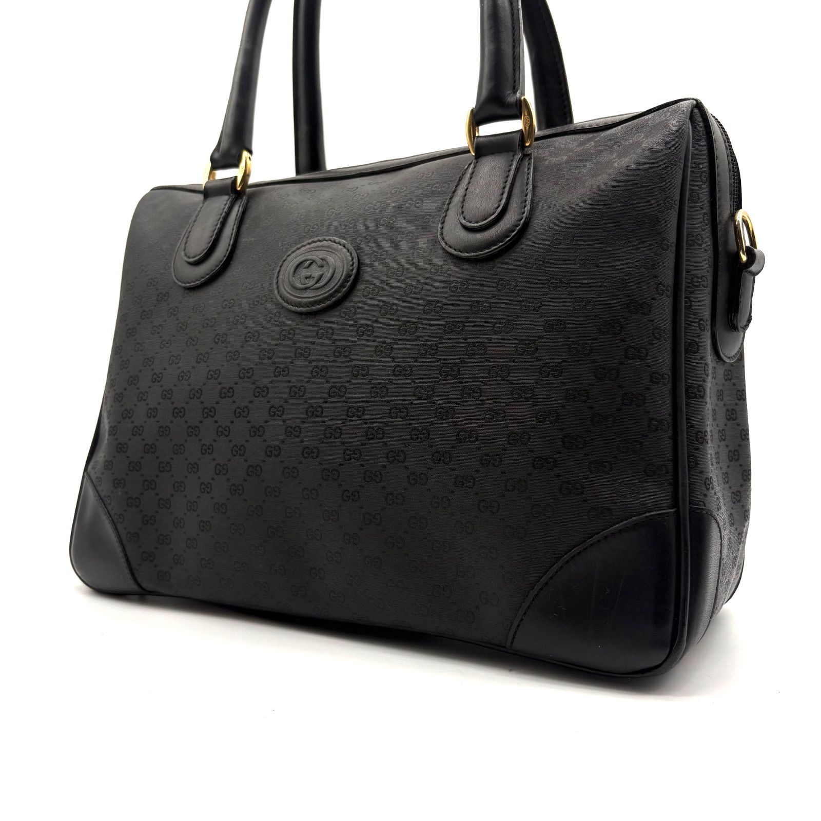 【美品✨】GUCCI Vintage Micro GG Mini Boston Bag Black Handbag グッチ ボストンバッグ