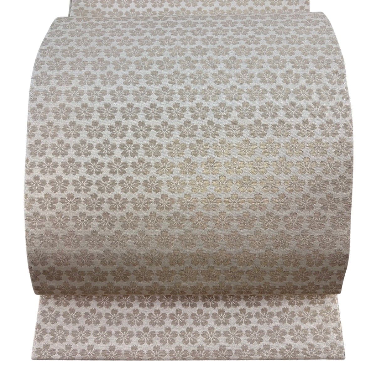 【美品】 開き名古屋帯 秀品 桜 箔 クリーム 正絹 【中古】