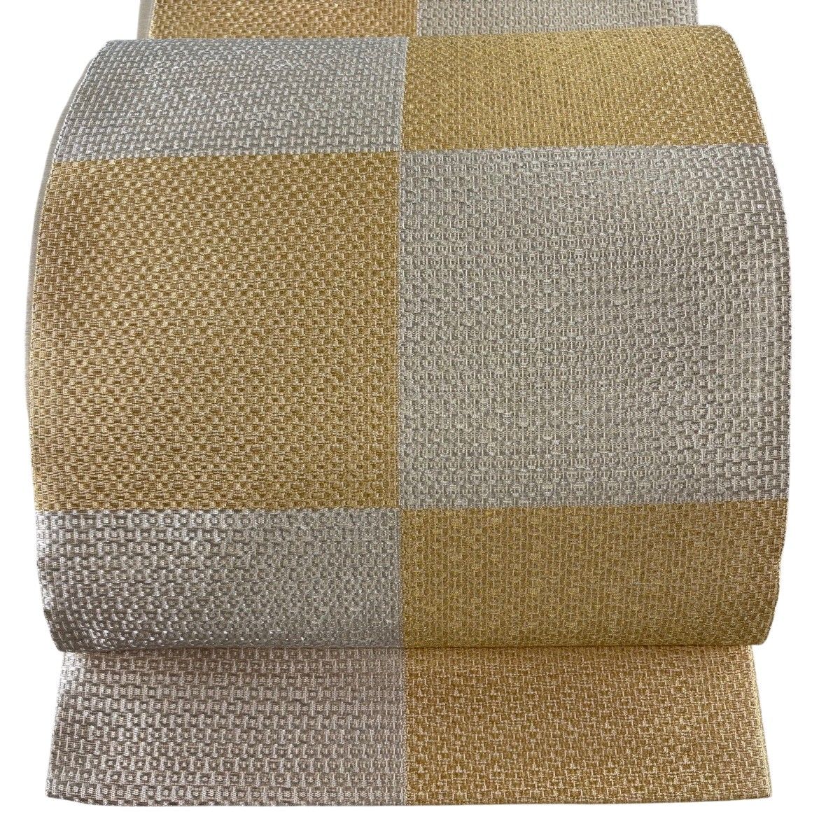 【美品】 袋帯 秀品 市松 金銀糸 金色 全通 正絹 【中古】