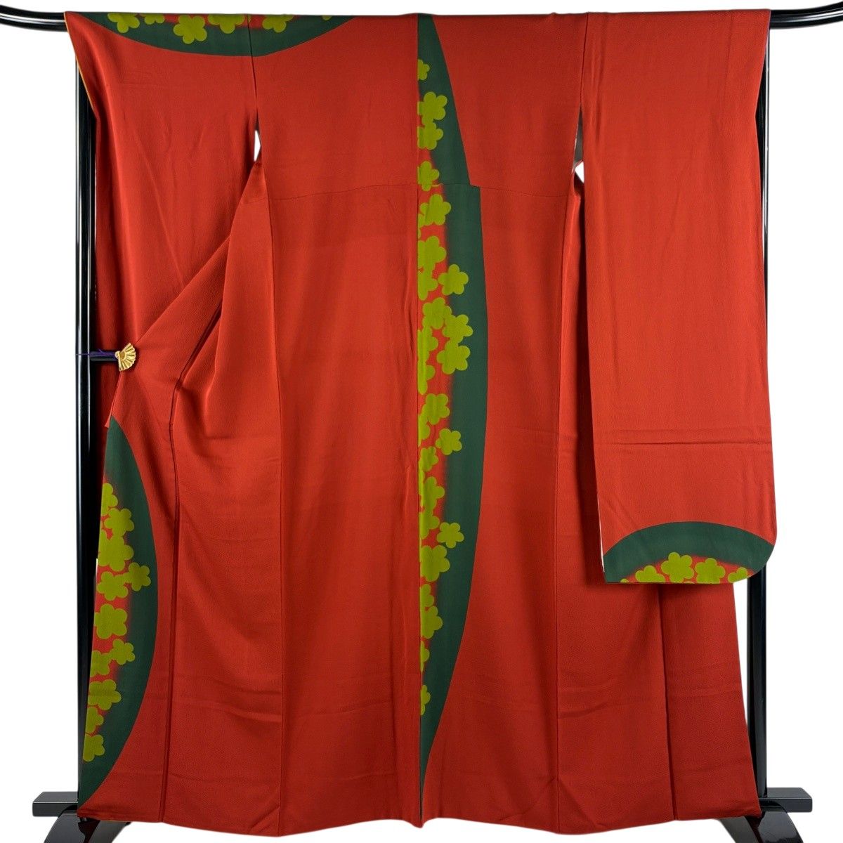 振袖 身丈160cm 裄丈68cm L 袷 梅 染め分け 赤茶 正絹 秀品 【中古】