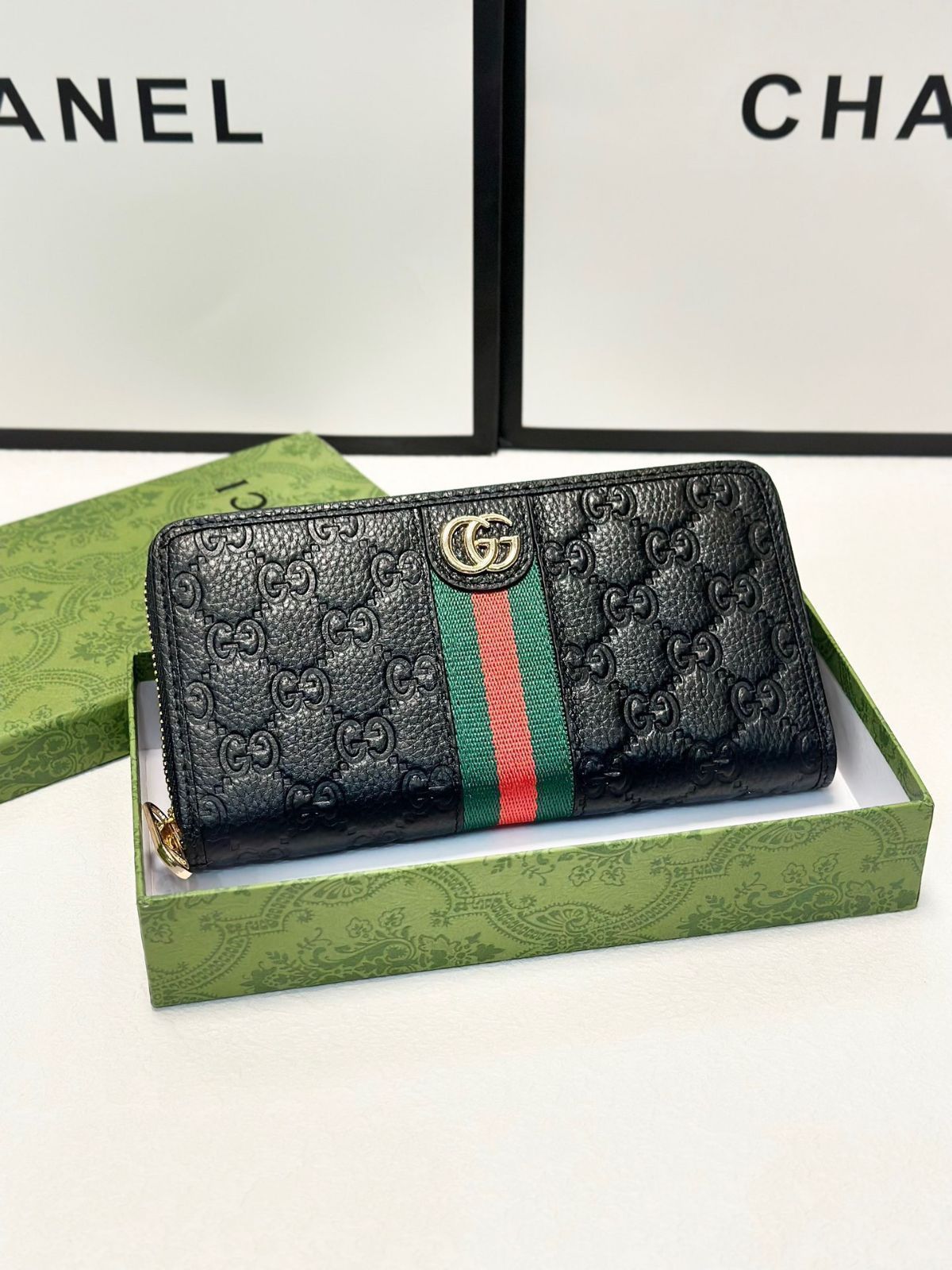 Gucci，新しい財布、財布、銀行カードバッグ、オリジナルの頭の皮の押し花は一流です[本日特価|新品未使用品]