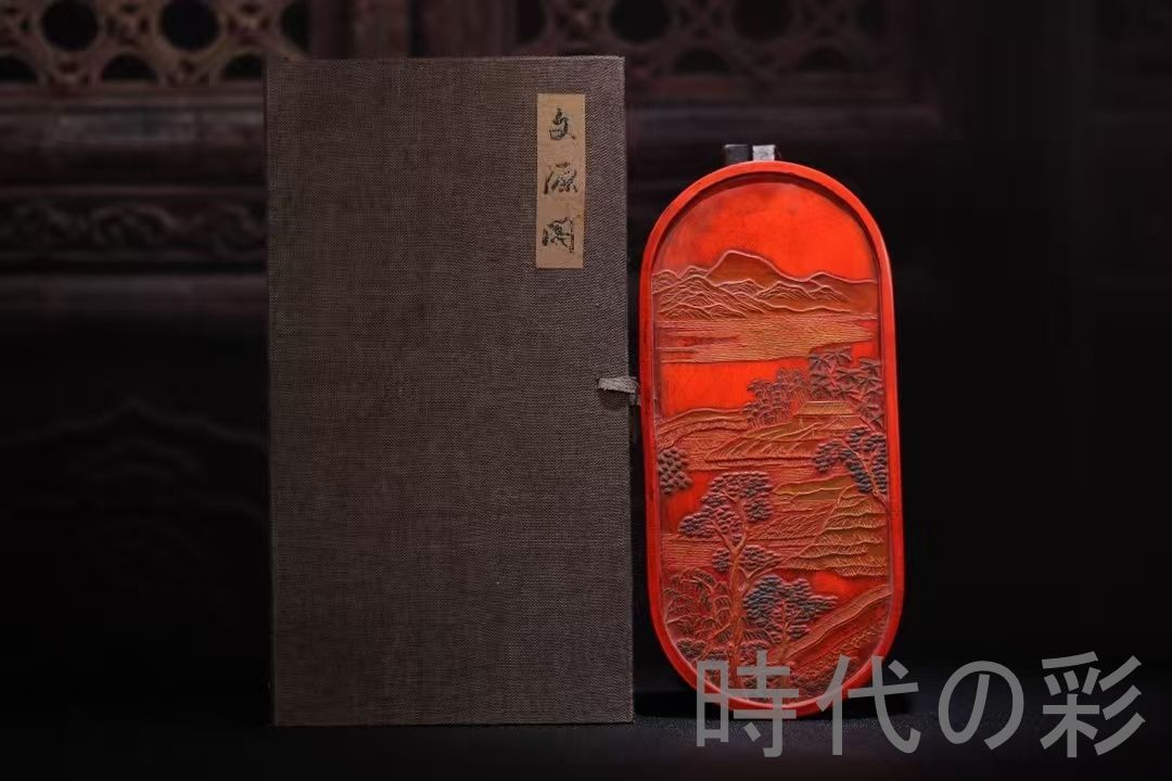 【中国古美術】朱砂墨 文源閣 唐墨 古墨 書道用品 文房四宝 文房清玩 唐物 R08042013