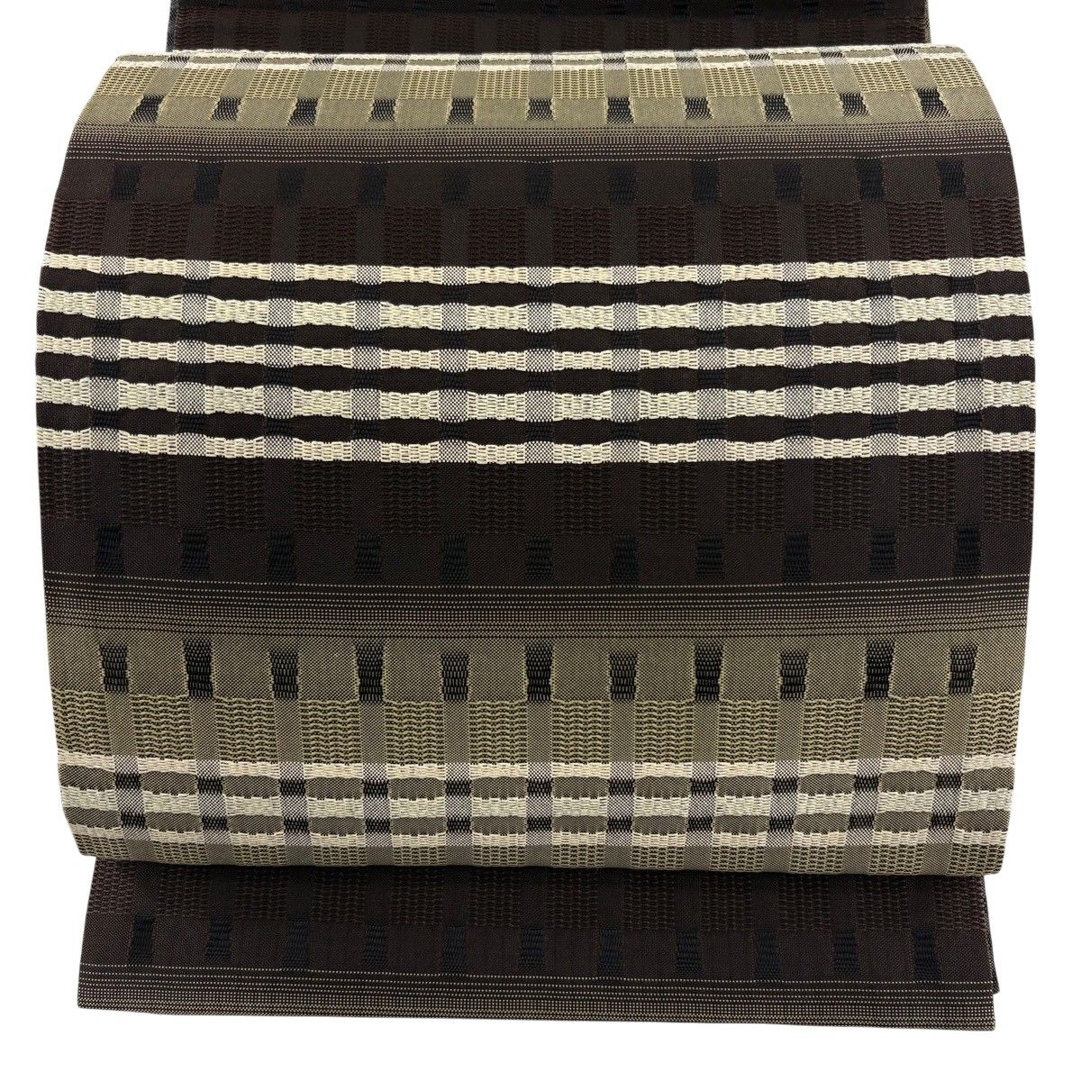 【美品】 袋帯 秀品 焦茶色 六通 正絹 【中古】