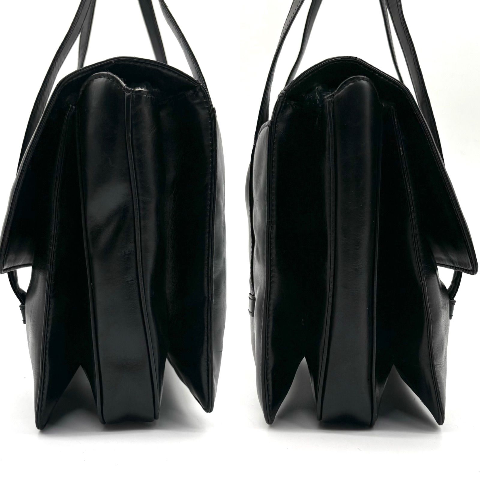LOEWE Vintage Anagram Flap Leather Handbag Black ロエベ アナグラム 