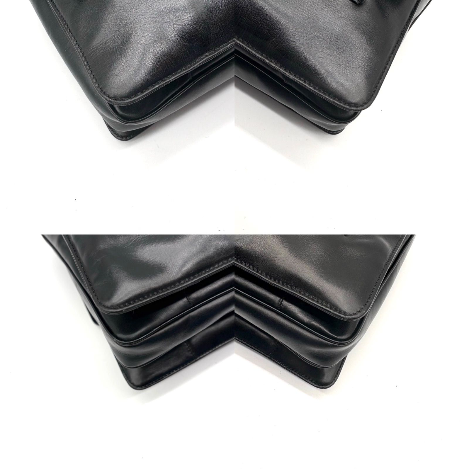LOEWE Vintage Anagram Flap Leather Handbag Black ロエベ アナグラム 