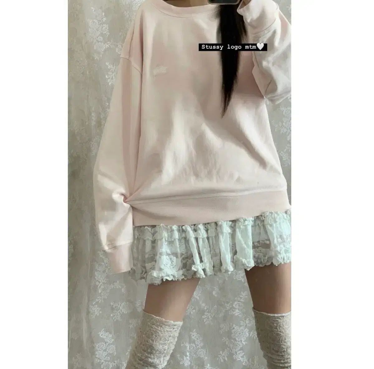 STUSSY いちごミルク ライトピンク スウェット ベビーピンク stc ヴィンテージ バタフライ 姫ギャル