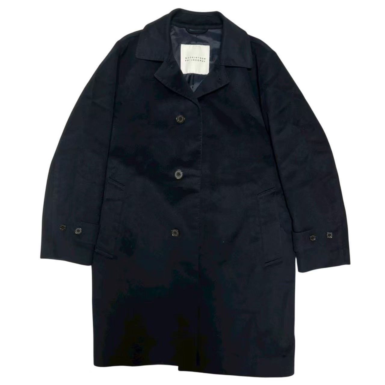 MACKINTOSH PHILOSOPHY マッキントッシュフィロソフィー ロングコート 紺 アウター H1C15-812-29 36 Mサイズ ロゴボタン メンズ