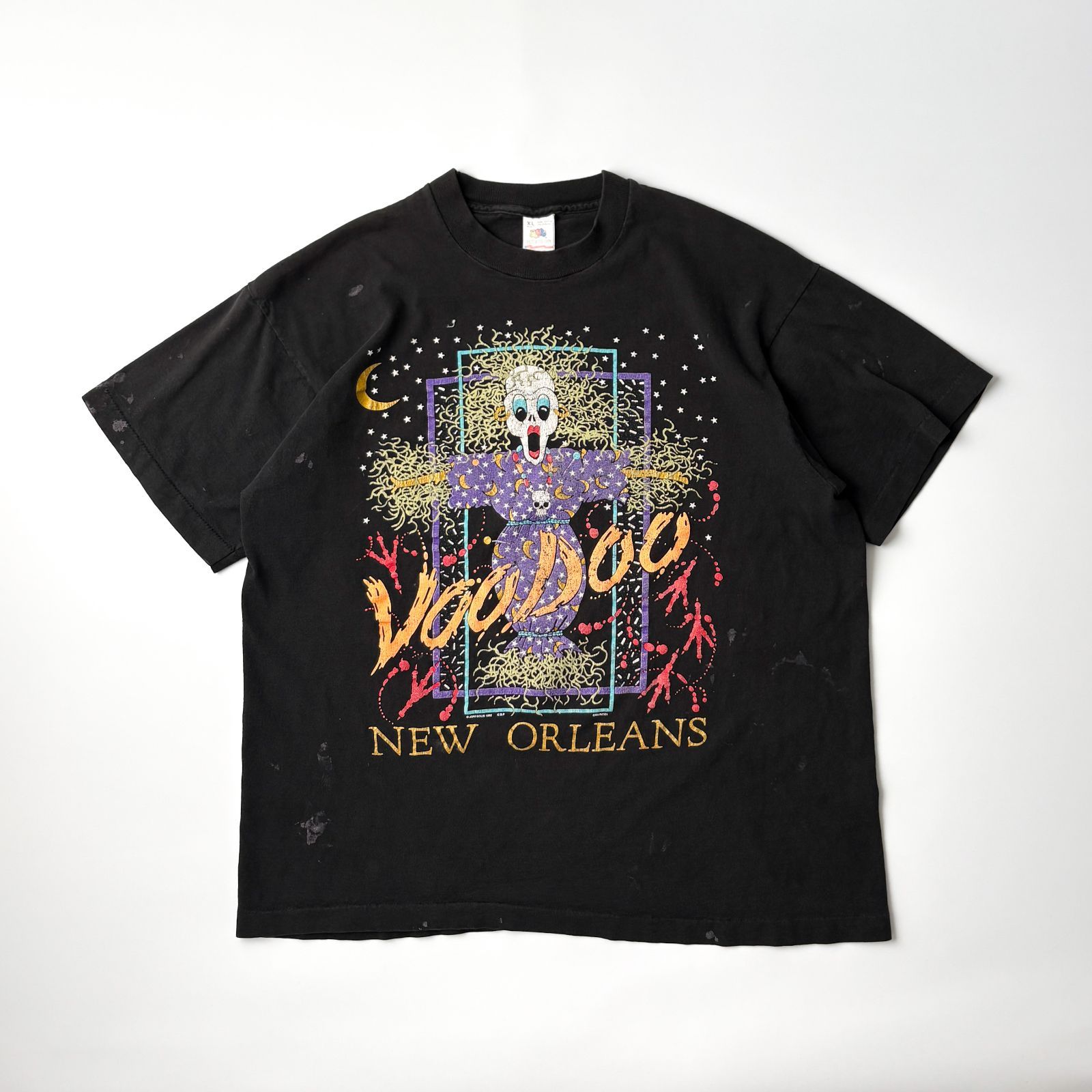 joni solis アートTシャツ XL ブラック USA製 シングルステッチ 半袖 カットソー トップス メンズ レディース ユニセックス 希少 1点物 ビンテージ 90s ストリート カジュアル アメカジ 古着 ゆるだぼ Y2K archive