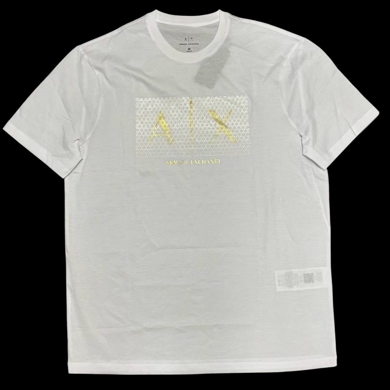 ARMANI EXCHANGE A/X アルマーニ エクスチェンジ Tシャツ トップス 半袖 クルーネックTシャツ Mサイズ ゴールドロゴ 白 未使用 タグ付き 3KZTEAZJ9A Zメンズ