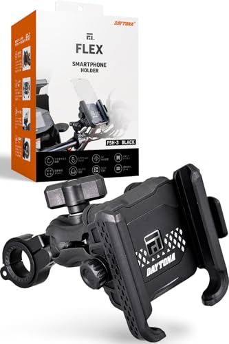 デイトナ(Daytona) バイク スマホホルダー 振動吸収 3D角度調整 ワンアクション 小型 iPhone17 Pro Max対応 対応 フレックス FSH-3 ブラック 61826as 0628647b