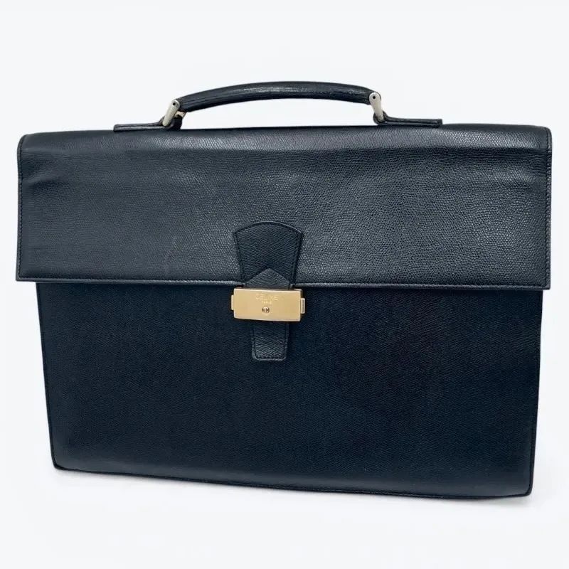 CELINE セリーヌ レザー ブリーフケース ビジネスバッグ 書類カバン 鞄 本革 ブラック 黒 メンズ 正規品 真贋鑑定済み