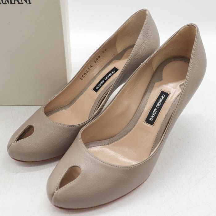 ジョルジオアルマーニ パンプス 本革 レザー ブランド シューズ 靴 イタリア製 レディース 36サイズ グレージュ GIORGIO ARMANI 【中古】