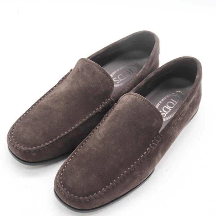 トッズ ローファー スリッポン スウェード シューズ ブランド 靴 イタリア製 メンズ 6.5サイズ ブラウン TOD'S 【中古】